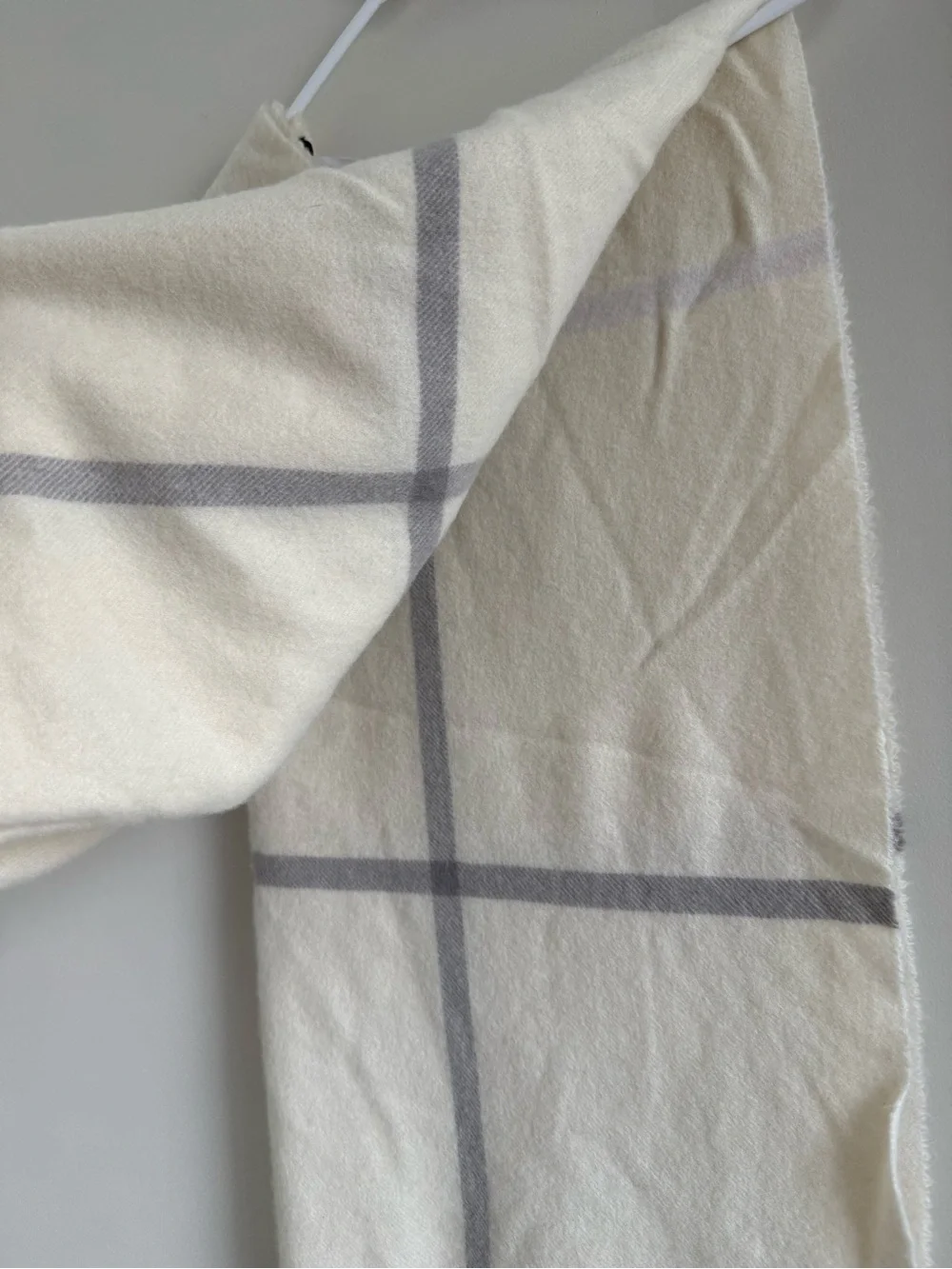 Quince Cream Plaid Mongolian Cashmere Wrap Scarf